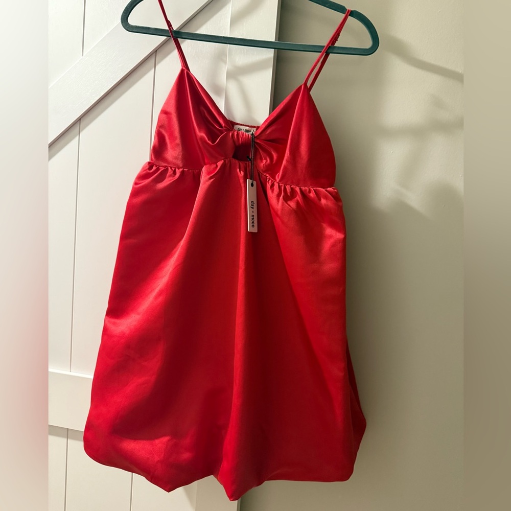 Day + Moon Red Satin Dress